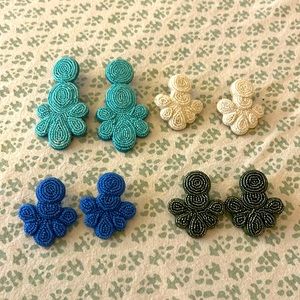J.Crew beaded flutter earrings, lot of 4!